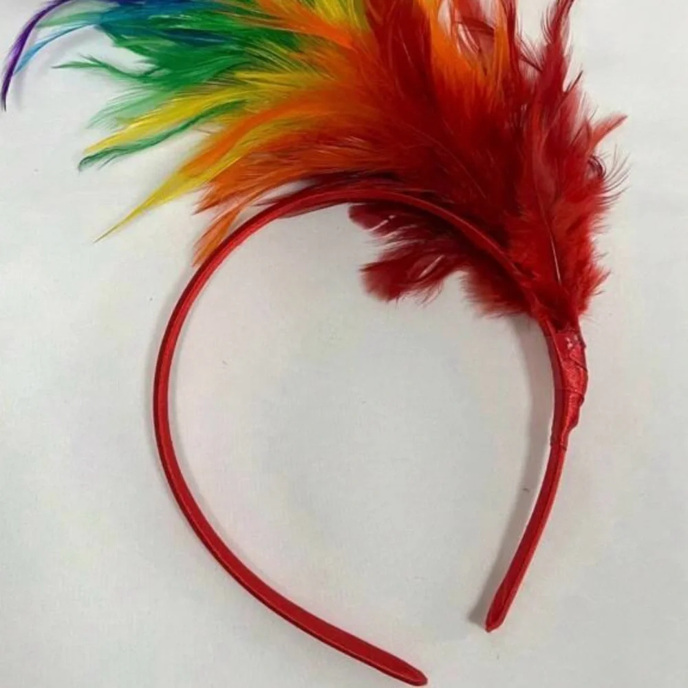 Brand New Vibrant Rainbow Feather Headband - 10.2